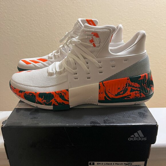 *BRAND NEW* Adidas SM D Lillard 3.0 March Madness Miami Hurricanes - Picture 2 of 5